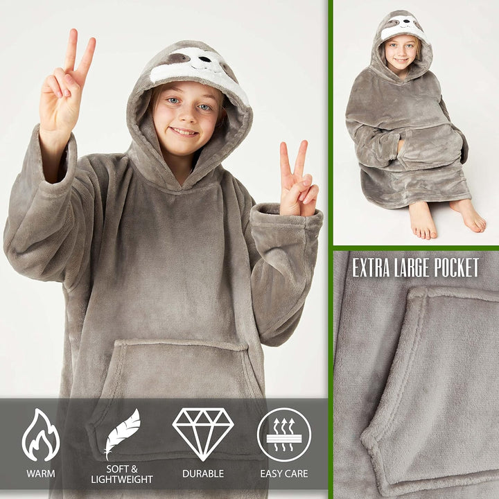 CityComfort Übergrosse Hoodie Decke Kinder Fleece Oversize Kapuzenpullover Mädchen Teenager mit Sher