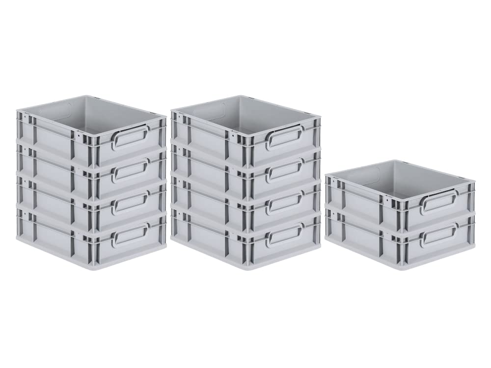 PROREGAL SuperSparSet 10x Eurobox NextGen Grip | HxBxT 12x30x40cm | Griffe geschlossen | Glatter Bod