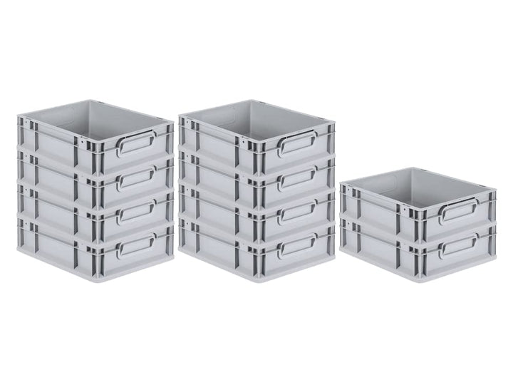 PROREGAL SuperSparSet 10x Eurobox NextGen Grip | HxBxT 12x30x40cm | Griffe geschlossen | Glatter Bod