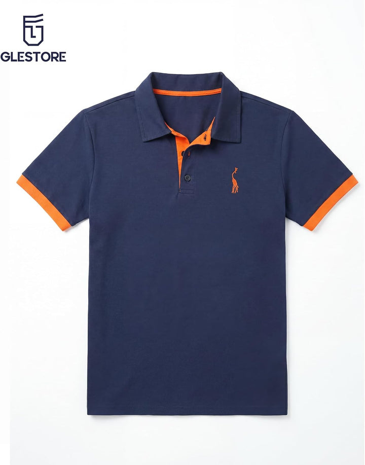GLESTORE Poloshirt Herren Männer Hemd Herren Kurzarm Giraffe Stickerei T-Shirt Sommer Golf L S1-mari