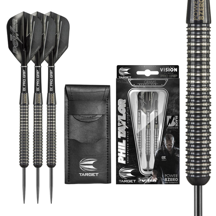 Target Darts Phil Taylor Power 8-Zero Schwarz 80% Wolfram Steeldarts-Set Schwarz Titanium 1 21G Sing