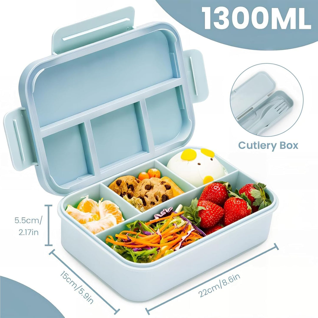 Bugucat Brotdose mit Fächern 1300ML,Lunchbox Kinder Auslaufsicher mit 4 Fächern,Lunch Box Bento Box