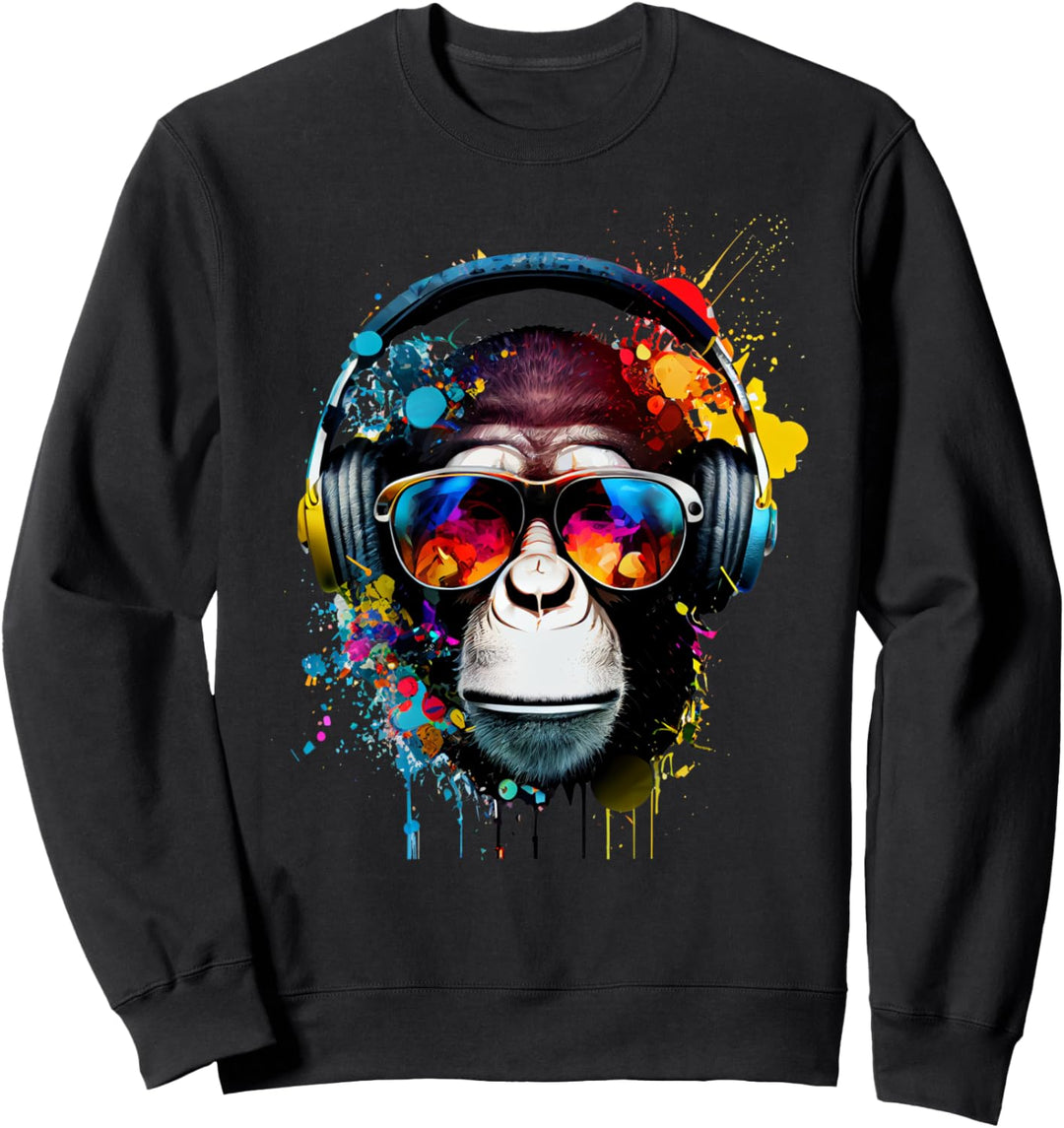 DJ Monkey Affen mit Sonnenbrille Sweatshirt