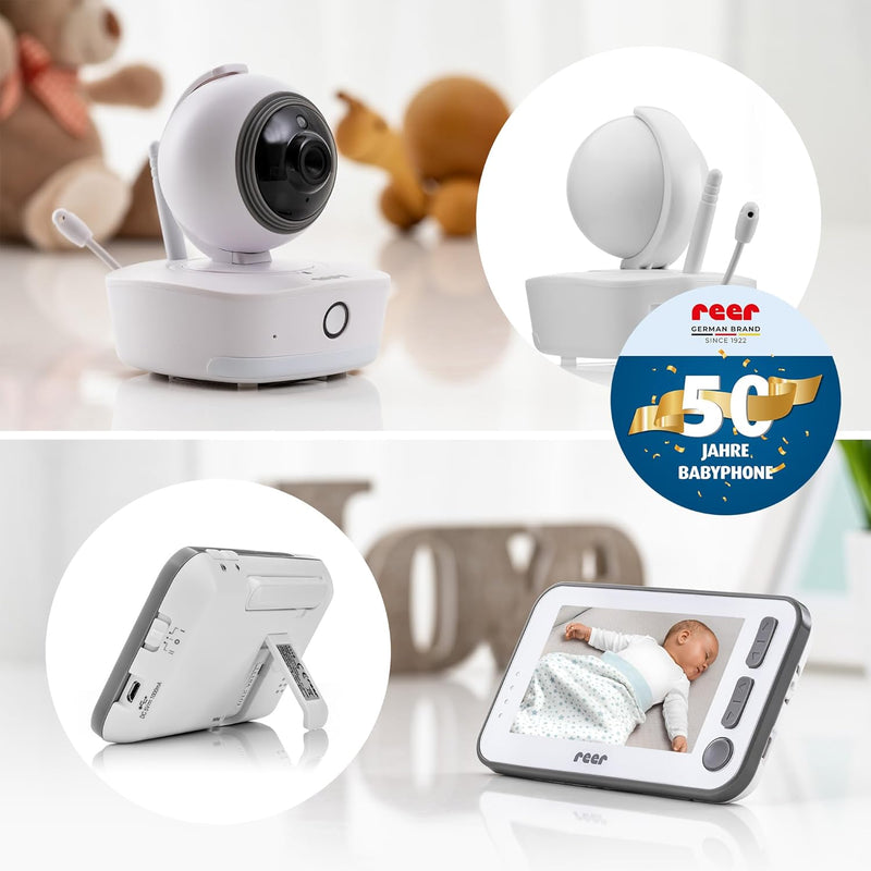 Reer 80440 Video-Babyphone mit Nachtsicht-Kamera und Bewegungsverfolgung, weiss, BabyCam XL XL (1er