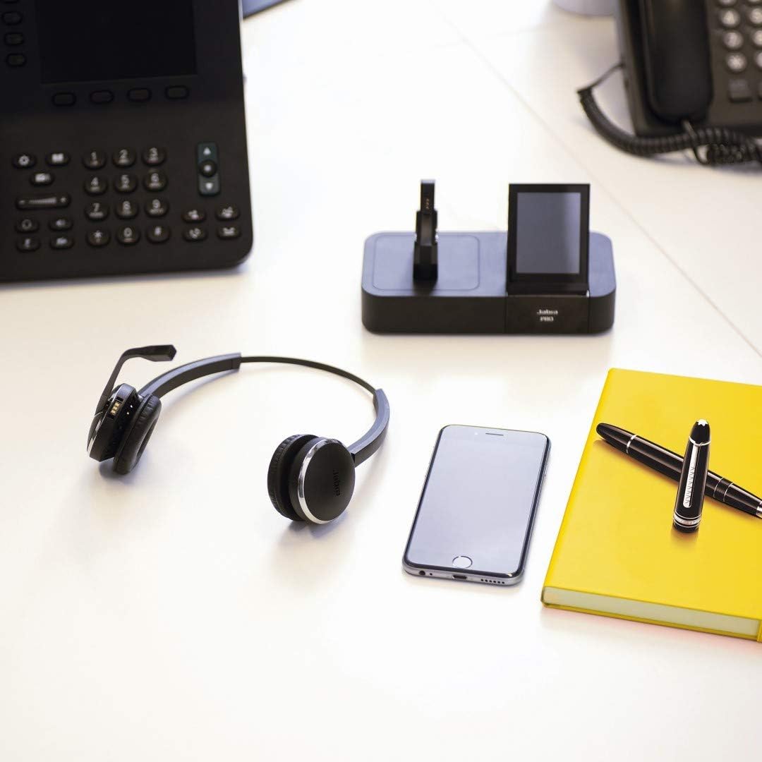 Jabra Pro 920 DECT Wireless On-Ear Stereo Headset - HD Voice and Noise-Cancellation with All-Day Bat