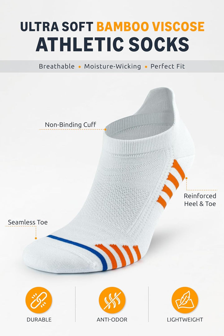 GoWith 6 Paar Sneaker Socken für Damen und Herren, Bambus (Viskose) Bunte Socken, Ohne Naht Sportsoc