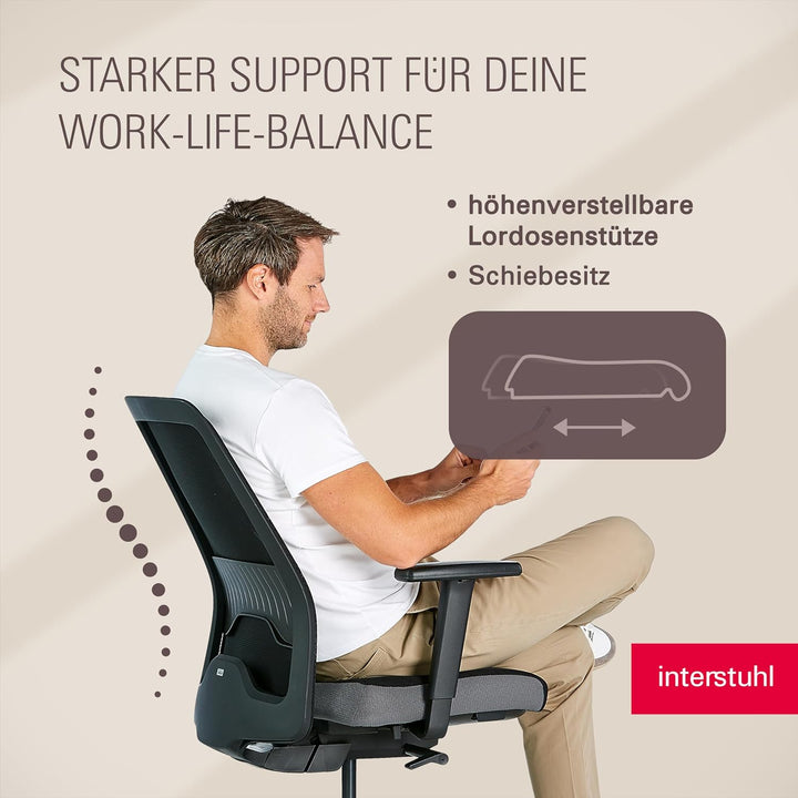Interstuhl Style AIR Bürostuhl Ergonomisch – Schreibtischstuhl mit Netzrücken & Synchronmechanik, Be