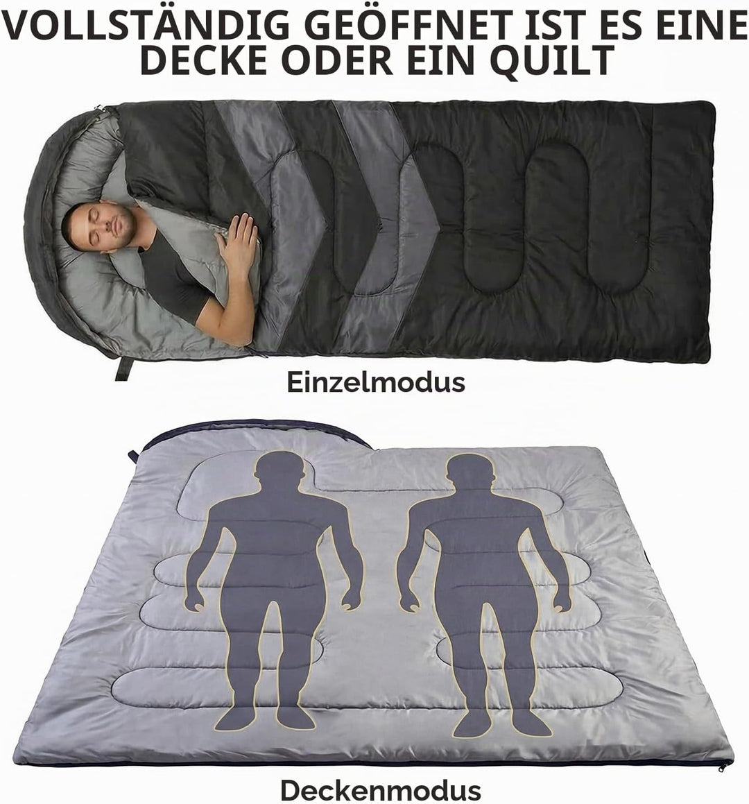 Schlafsack Winter -15°C bis 0°C (950GSM / 3.2kg), Winterschlafsack Outdoor für Erwachsene &amp; Kinder -