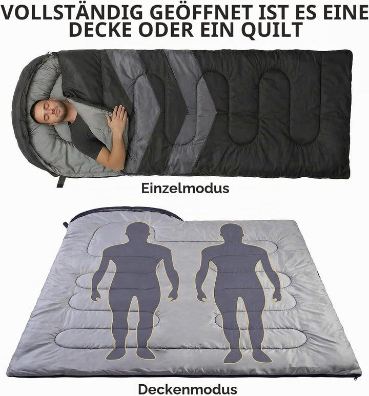 Schlafsack Winter -15°C bis 0°C (950GSM / 3.2kg), Winterschlafsack Outdoor für Erwachsene &amp; Kinder -