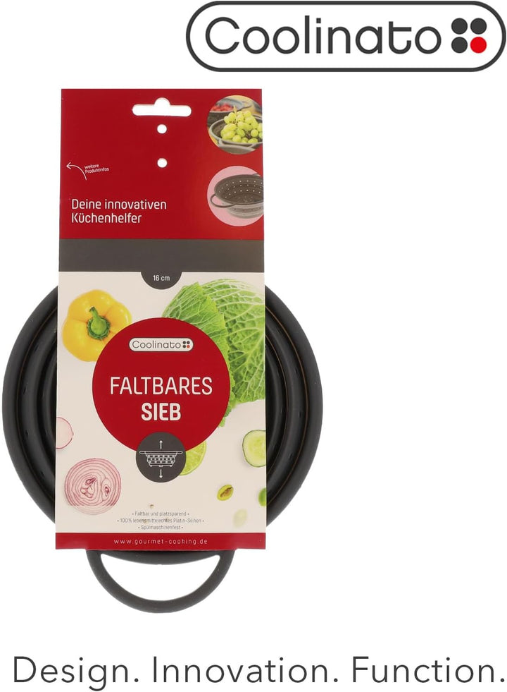 Coolinato Sieb aus Silikon, faltbar spülmaschinenfest, Nudelsieb Abtropfsieb Dampfgar Einsatz, Küche