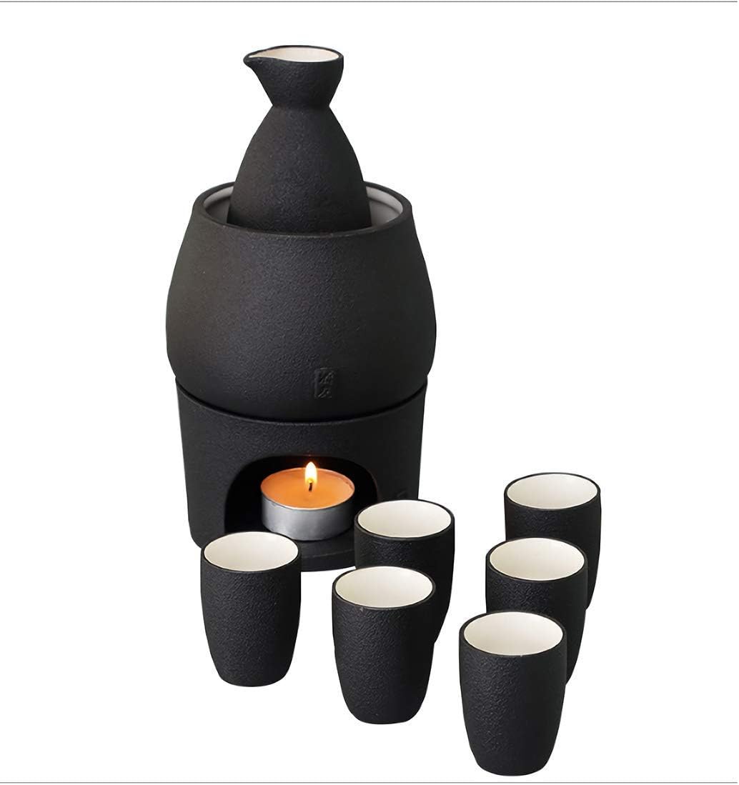 Sake Set Tassen mit Wärmer - Aufbewahrungsbox für Sake, traditionelles Porzellan, japanisches Kerami