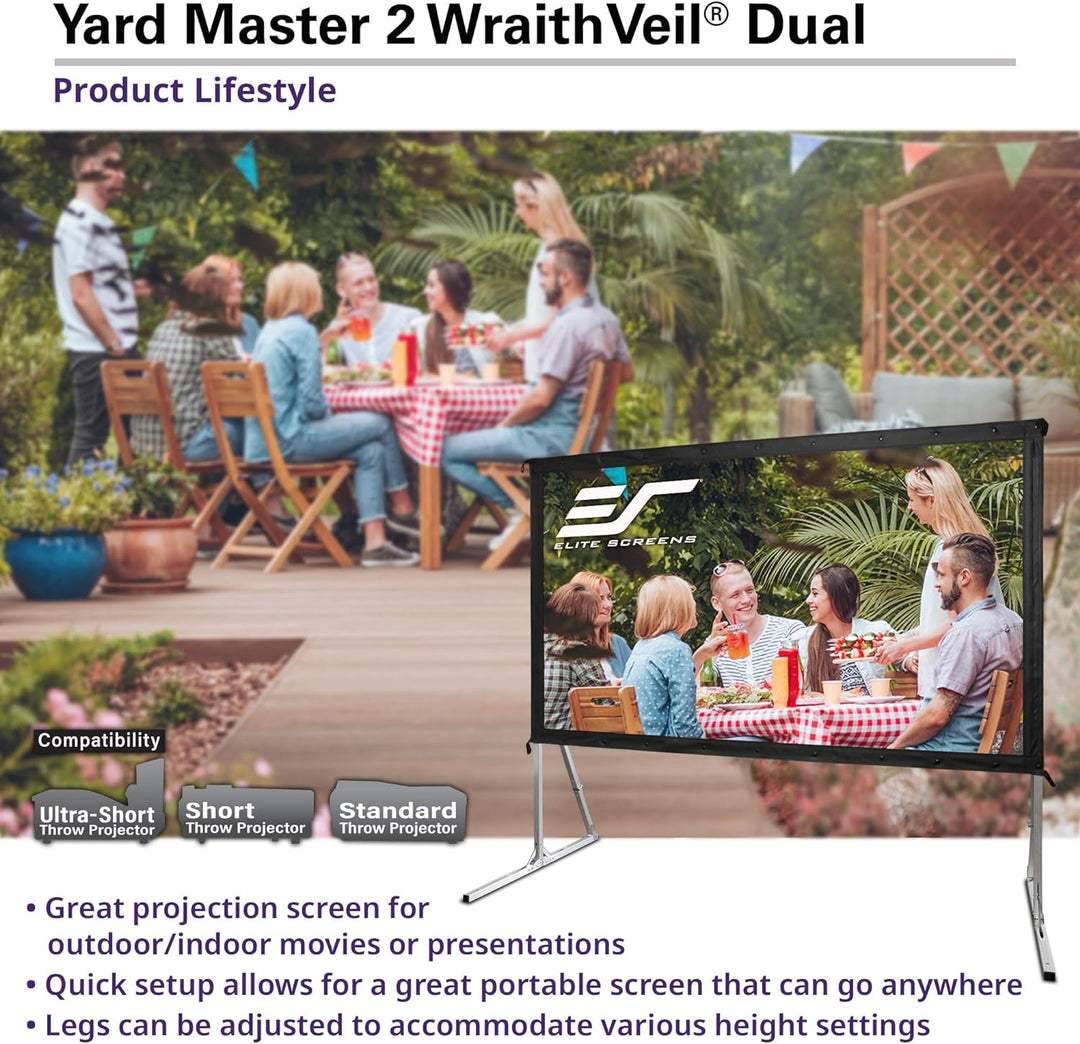 Elite Screens OMS100H2-DUAL Mobile Garten Leinwand Yard Master 2 Dual 222 Outdoor Projection Screen