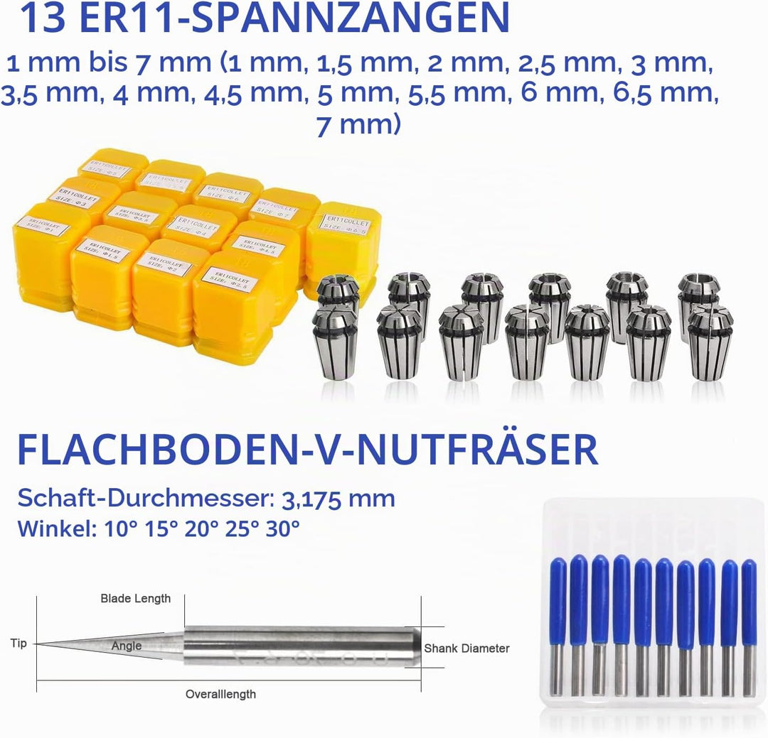 Daedalus CNC Bürstenloser Spindelmotor Kit, 500w, ER11, 48V DC, 12000RPM ER11 500w Er11 Kit, ER11, 6
