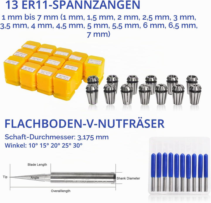 Daedalus CNC Bürstenloser Spindelmotor Kit, 500w, ER11, 48V DC, 12000RPM ER11 500w Er11 Kit, ER11, 6