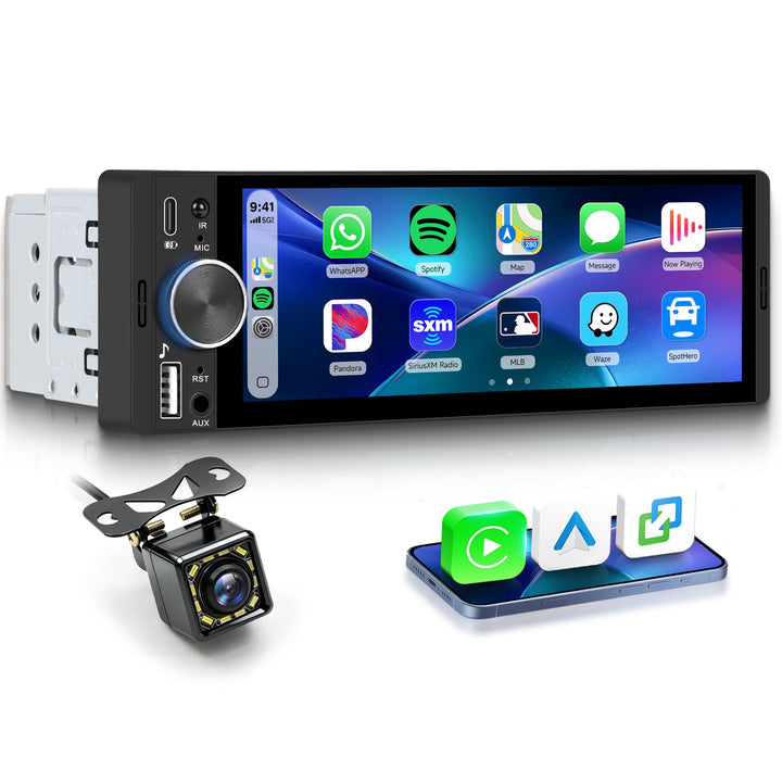 Rimoody Autoradio 1 Din 6,28 Zoll mit Wireless CarPlay - Android Auto, Bluetooth 5.2, In-Cell Displa