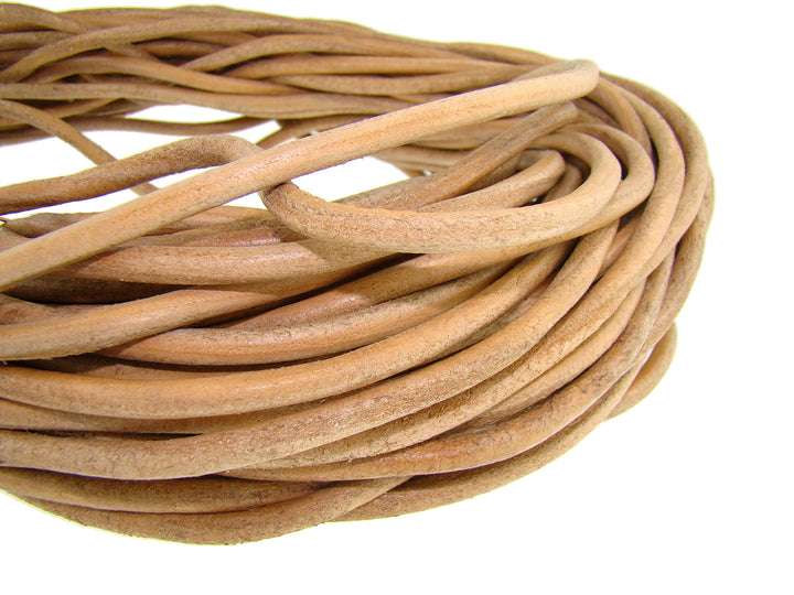 Lederschnur Rund 6 mm. Natur - 10 Meter 10 Meter Natur, 10 Meter Natur
