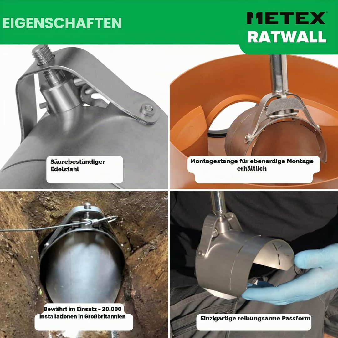 Ratwall Ratten-Blocker Edelstahl Rattenfalle mit Klappe für Abflusslöcher, 150 mm 150mm/6", 150mm/6"