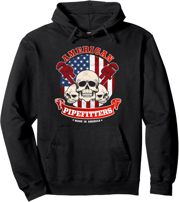 Pipefitter Gifts Funny Plumber Patriot American Pipefitter Pullover Hoodie