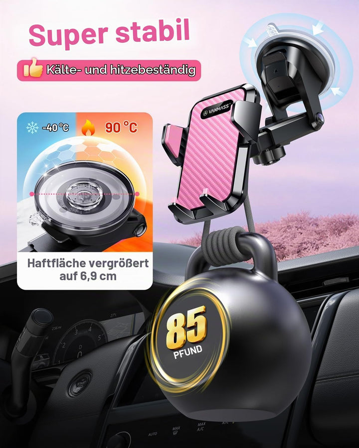 VANMASS Handyhalterung Auto Lüftung 2024 hellrot Handy Halterung Auto 4 in 1 Saugnapf Handyhalter Au