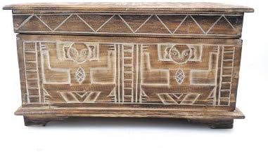 Artisanal Aufbewahrungstruhe aus Holz, Ethno-Stil, afrikanischer Stil