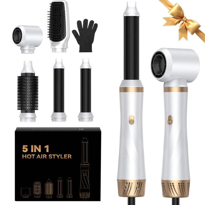 Airstyler 5 IN 1 Hairstyler, 1000W Lockenstab Föhnbürste mit warmluftbürste，rundbürstenföhn, Lockens