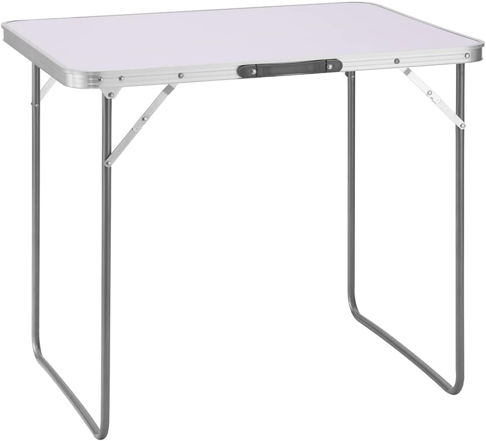 BAKAJI Campingtisch Picknick, weiss, Gestell aus Aluminium, zusammenklappbares System mit Tragegriff