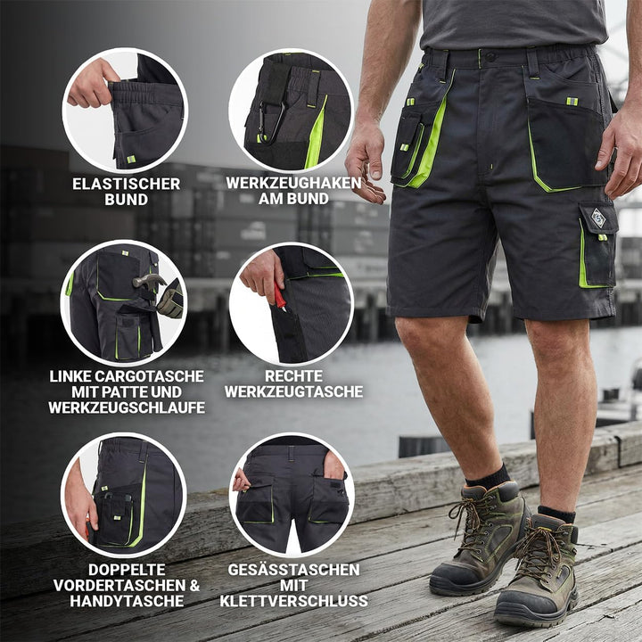 Emerton Arbeitsshorts - Kurze Arbeitshose Herren - Kurze Arbeitshosen Herren - Herren Cargohose Kurz