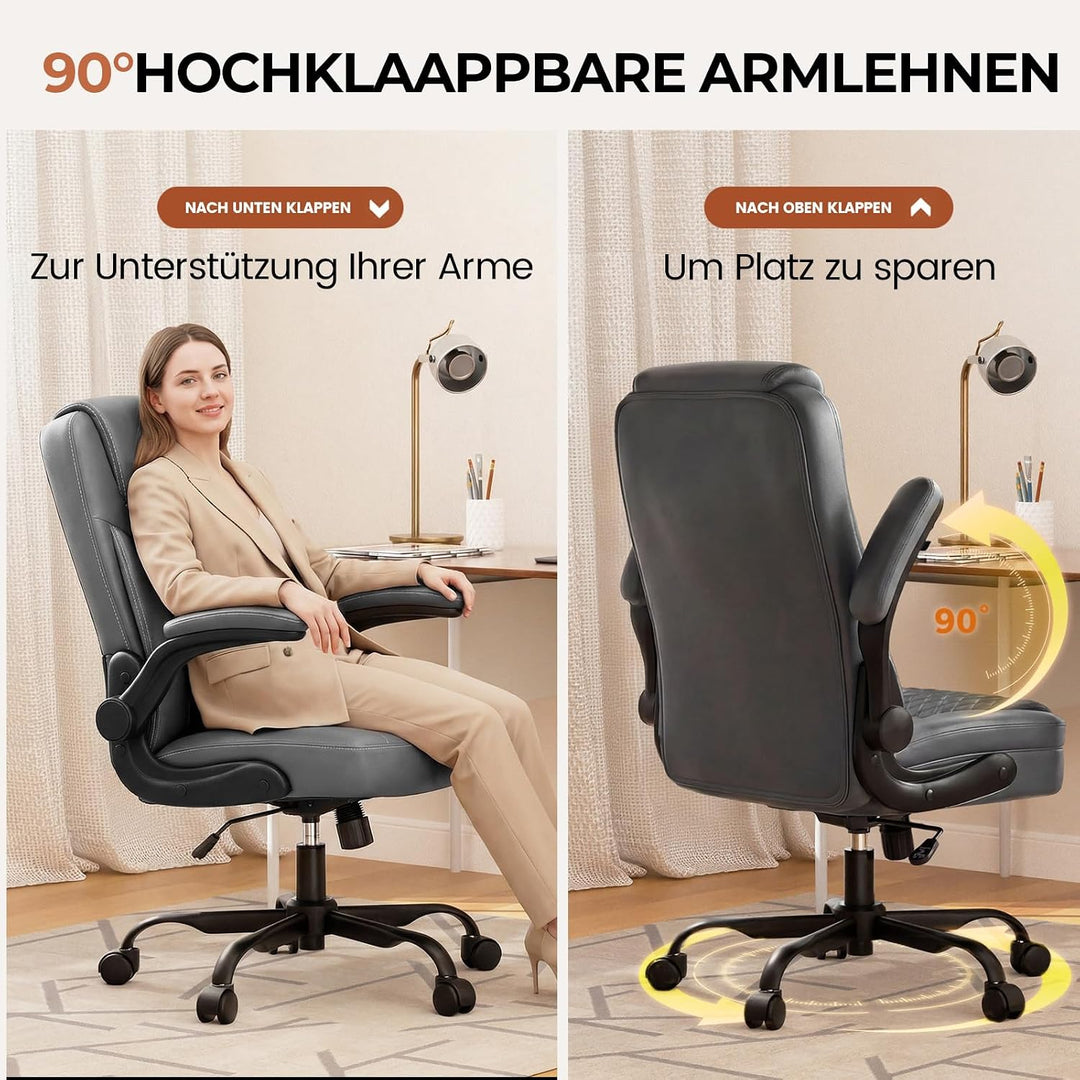 GTPLAYER Bürostuhl Ergonomisch, Schreibtischstuhl, Chefsessel mit Hoher Rückenlehne, Hochklappbaren