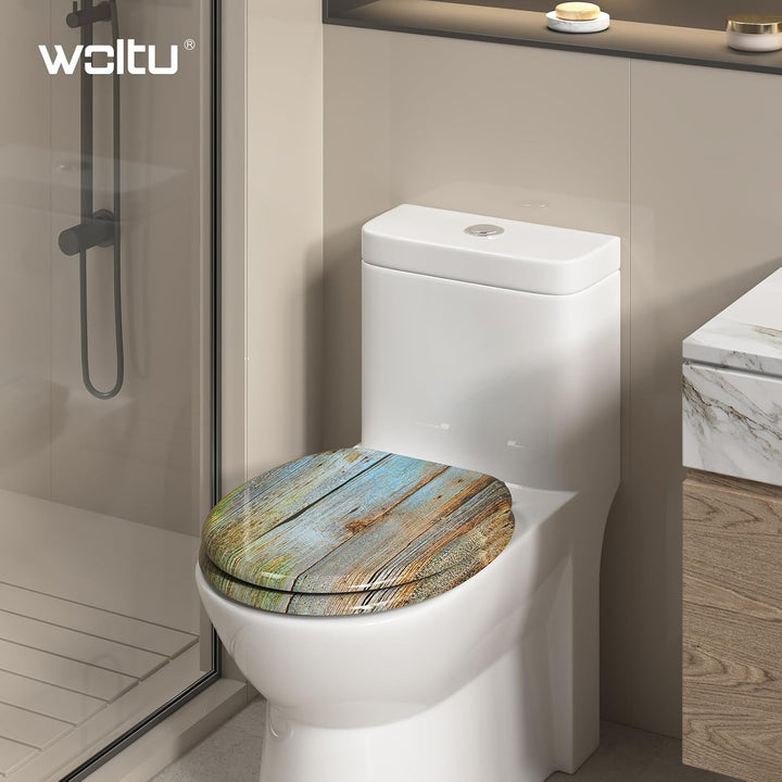 WOLTU #2 Premium WC-Sitz Toilettensitz mit Absenkautomatik, MDF Holzkern, Softclose Scharnier, Antib