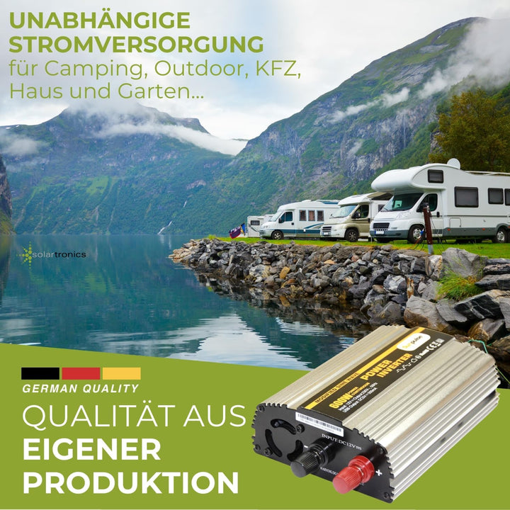 SOLARTRONICS NS600 Spannungswandler 12V 230V modifizierter Sinus 600W/1200W Wechselrichter 12V auf 2