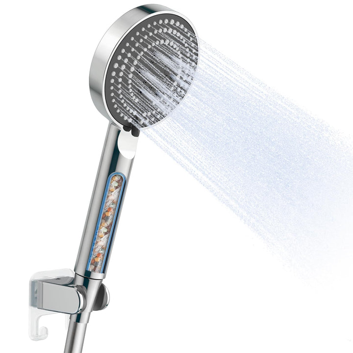 OFFO Duschkopf mit Schlauch und Halterung, 100 mm Duschbrause mit 6 Strahlarten, Handbrausen Wassers