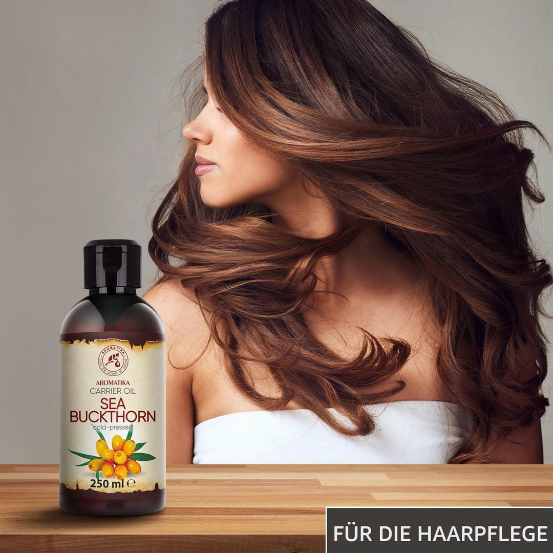 Sanddornöl 250 ml - Hippophae Rhamnoides - Kaltgepresst - Sanddorn Öl - Rein &amp; Natürlich - Trägeröl