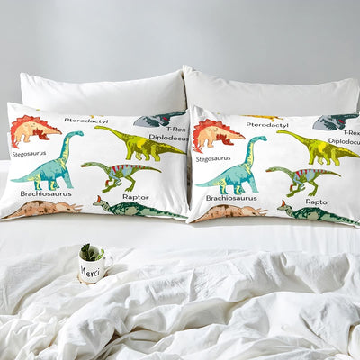 Loussiesd Dinosaurier Bettwäsche Kinder 135x200cm Mädchen Bunt Dinos Bettbezug Set Süss Dinosaurier