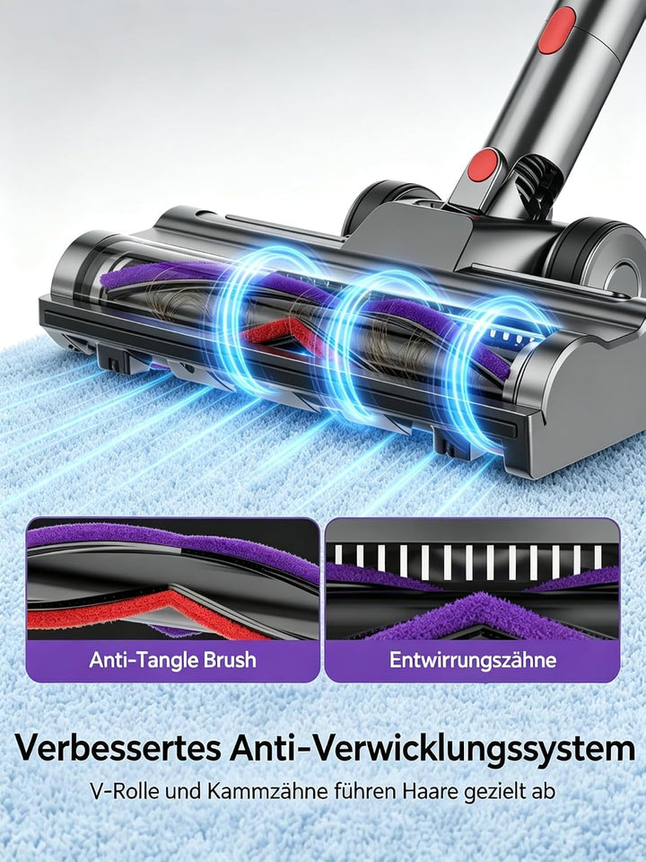 Akku Staubsauger Kabellos 45kPa 50Mins 480W für Böden Teppiche Tierhaare | Selbststehender Akkustaub
