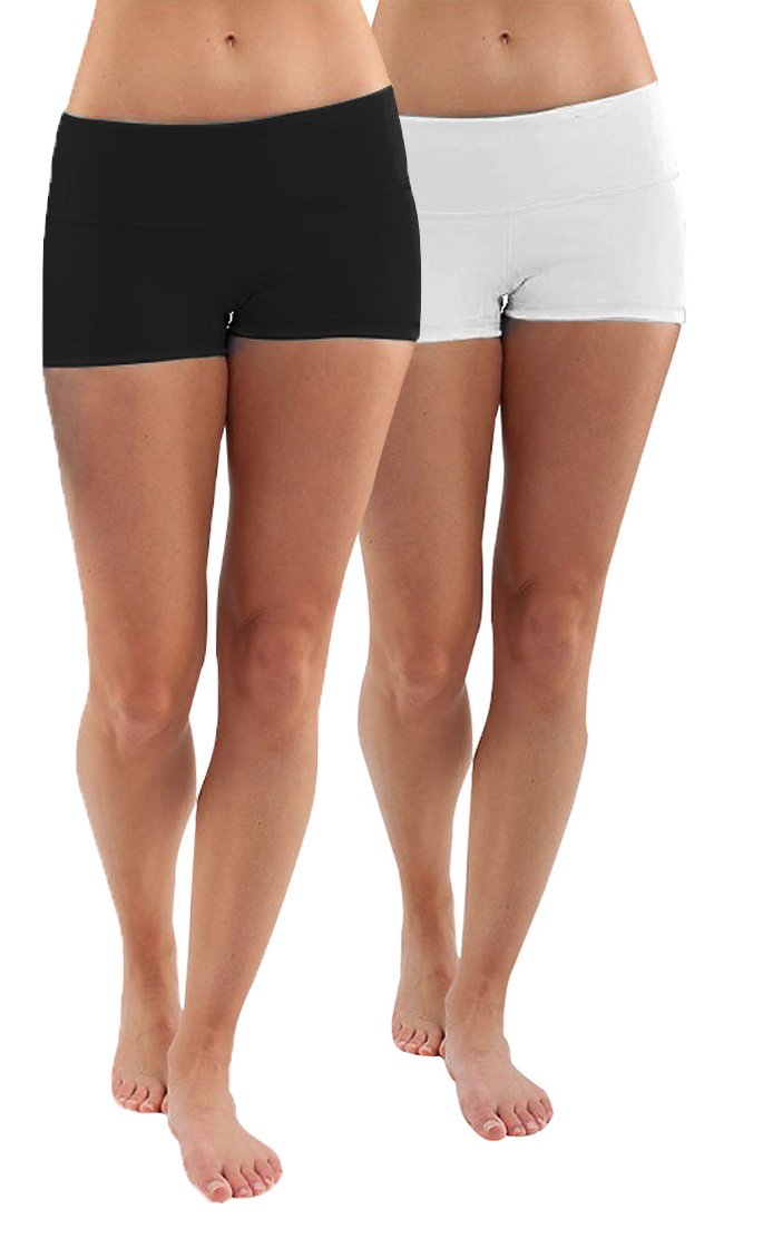 iLoveSIA® Damen-Shorts, ohne Nähte, Shorty, Gummizug, Mehrzweck 2pcs Pack(schwarz+weiss) M, 2pcs Pac