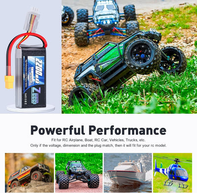 Zeee 2S Lipo Akku 50C 2200mAh 7,4V Kurze RC Batterie mit XT60 Stecker für für 1/16 Slash RC Auto RC