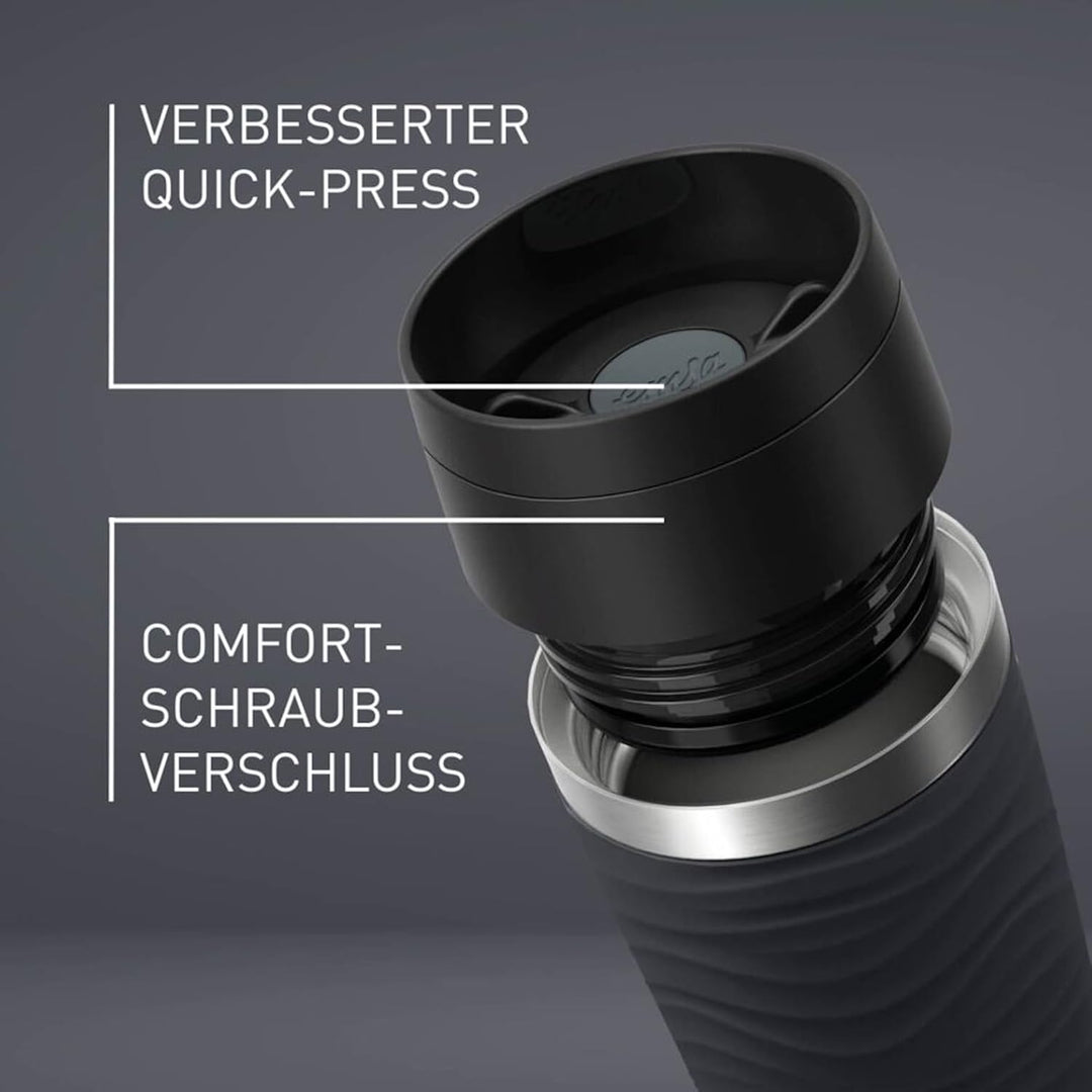 Emsa N20225 Travel Mug Wave Isolierbecher 0,5 Liter | neuer Komfort-Schraubverschluss | Edelstahl |