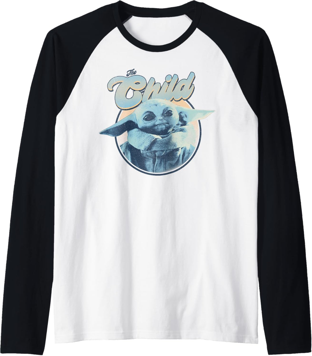 Star Wars: The Mandalorian The Child Retro Portrait Blue Hue Raglan