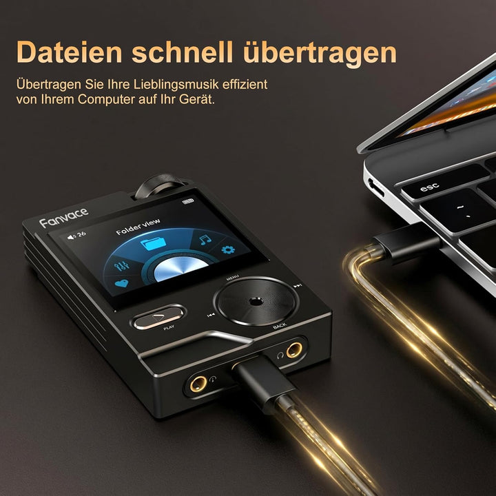 64GB Portable HiFi MP3 Player, DSD/FLAC, 192kHz/24Bit, DAC, Black | Verlustfreier Digital Audio Play