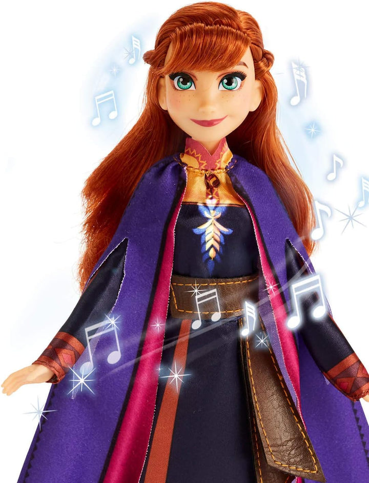 Hasbro Disney Frozen- Anna Cantante Elektronische Puppe mit Kleid, inspiriert von Film Frozen 2, meh