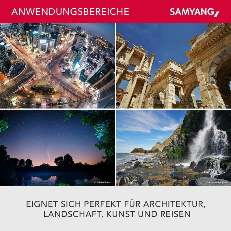 SAMYANG 12mm F2.0 Objektiv für Fuji X – Weitwinkel Objektiv Festbrennweite manueller Fokus Foto Obje