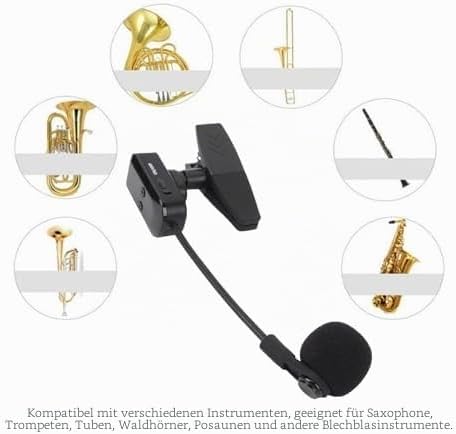 Drahtloses Instrumentenmikrofon, Saxophonmikrofon, Drahtloser Empfänger und Sender, 131 Fuss Reichwe