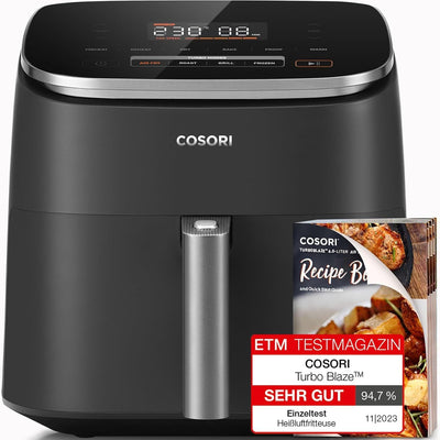 COSORI Heissluftfritteuse XXL Turbo Blaze, 6L Airfryer mit 5 Geschwindigkeitsstufen & Schnellkochtop