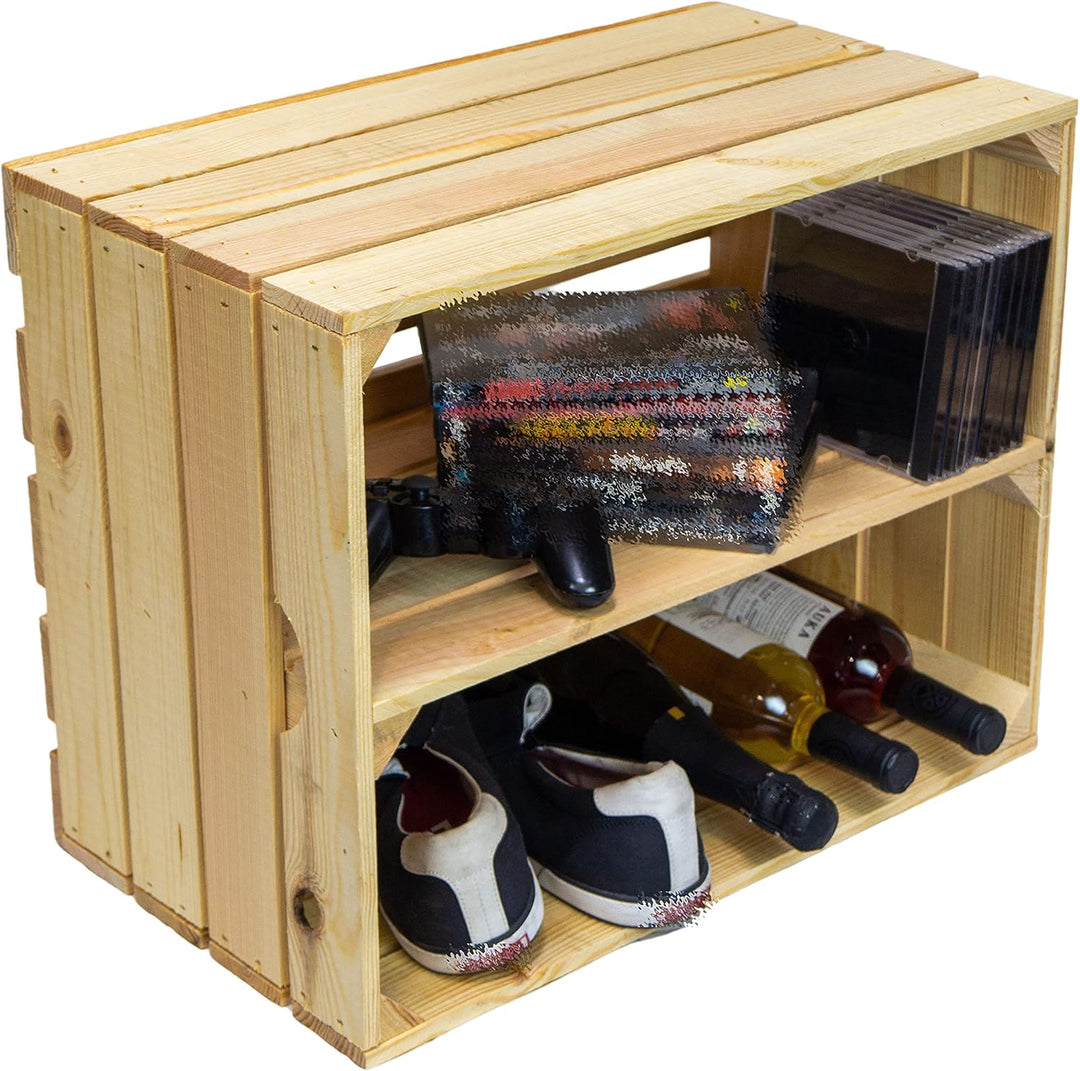3er Set Massive Obstkiste Apfelkiste Weinkiste aus dem Alten Land +++ 49 x 42 x 31 cm (Natur MIT Ein