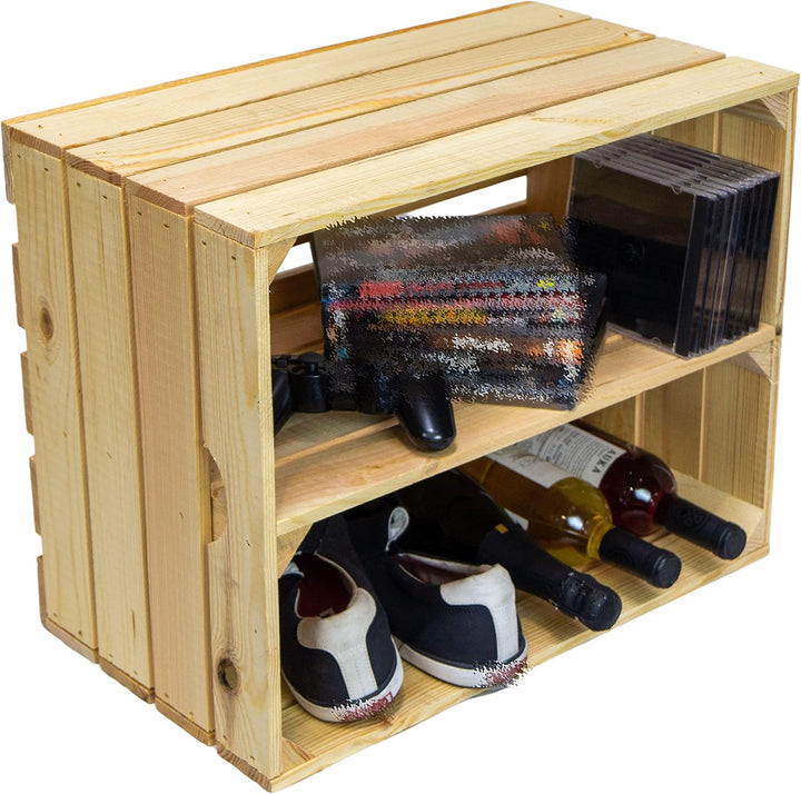 3er Set Massive Obstkiste Apfelkiste Weinkiste aus dem Alten Land +++ 49 x 42 x 31 cm (Natur MIT Ein