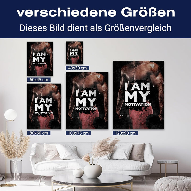 wandmotiv24 Leinwand-Bilder Motivation, Grösse 100x75cm, Hochformat, I am My Motivation, Mann, Sport