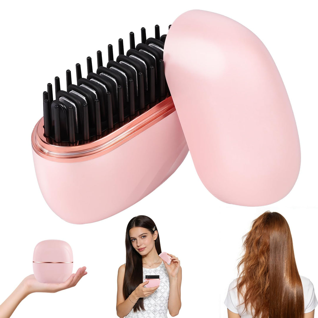 LOPHE Mini Hair Straightener Brush, Tragbare Taschen-Glättbürste 3-stufige Temperaturregelung, Haarg