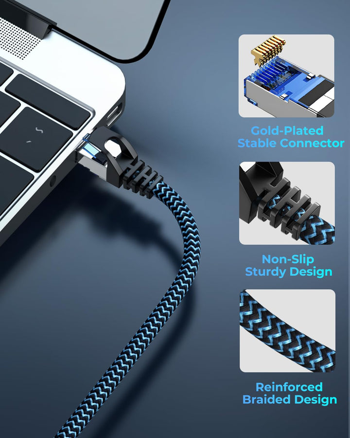 5 Stück 5x 1m LAN Kabel Netzwerkkabel CAT8 Ethernet Kabel, RJ45 Patchkabel 40Gbps 2000Mhz/s Gigabit,