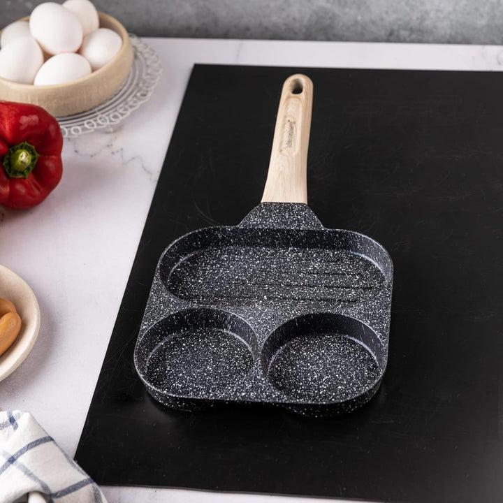 Klausberg Pfannkuchenpfanne Bratpfanne mit Marmorbeschichtung 3-in-1 18 cm für Eier, Pfannkuchen, Pa