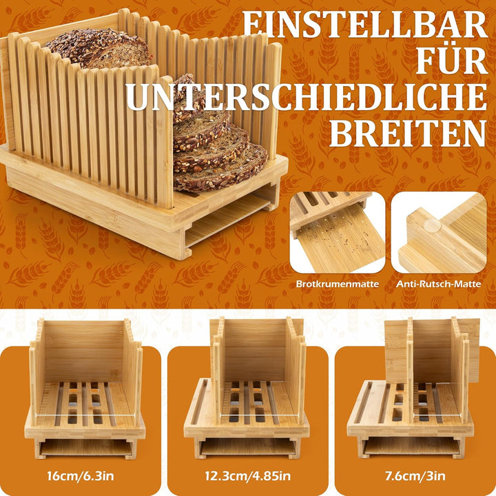 Weenkler Bambus-Brotschneidemaschine, verstellbare Brotschneidemaschine, Brotschneidehilfe für selbs